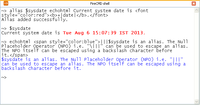 Aliases in FireCMD