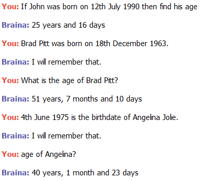 Find age from birthdate - Braina