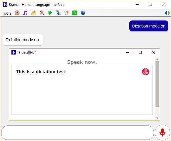 dictate using speech recognition of braina