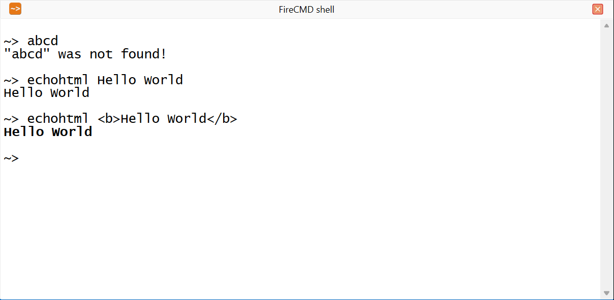 Hello world tutorial - FireCMD