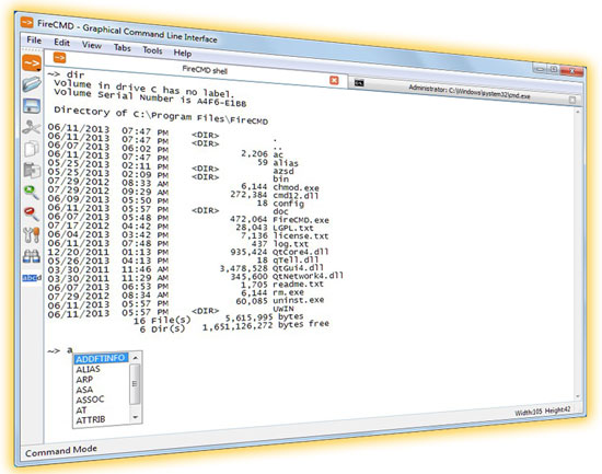 FireCMD user interface